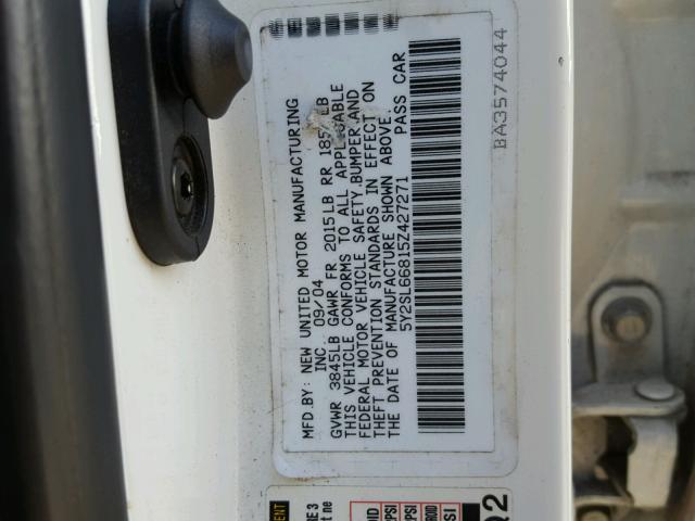 5Y2SL66815Z427271 - 2005 PONTIAC VIBE WHITE photo 10