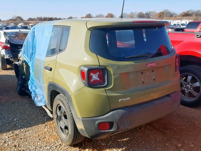 ZACCJAAT2FPC13916 - 2015 JEEP RENEGADE S GREEN photo 3