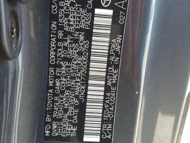 JTKDE177350052783 - 2005 TOYOTA SCION TC 灰色 照片 10