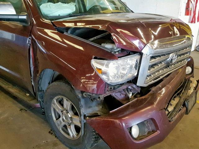 5TDBY68A88S014562 - 2008 TOYOTA SEQUOIA LI RED photo 9