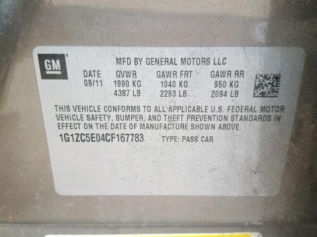 1G1ZC5E04CF167783 - 2012 CHEVROLET MALIBU 1LT BROWN photo 10