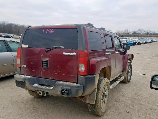 5GTEN13E488162658 - 2008 HUMMER H3 RED photo 4