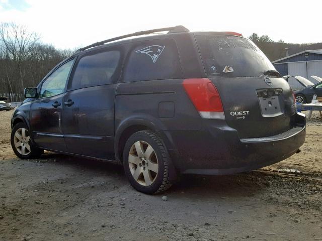 5N1BV28U65N109985 - 2005 NISSAN QUEST S BLACK photo 3