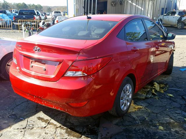 KMHCT4AE8GU026396 - 2016 HYUNDAI ACCENT SE RED photo 4