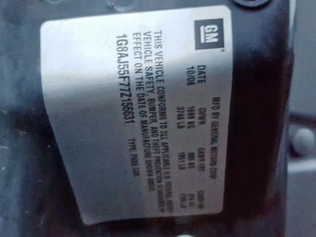 1G8AJ55F77Z156631 - 2007 SATURN ION LEVEL BLUE photo 10