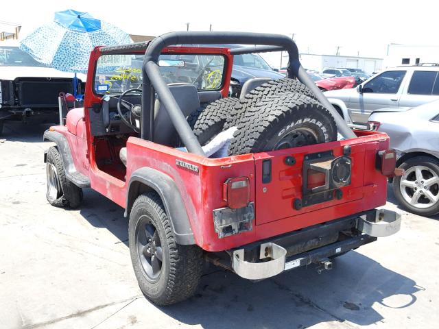 2J4FY19E0KJ104397 - 1989 JEEP WRANGLER / RED photo 3