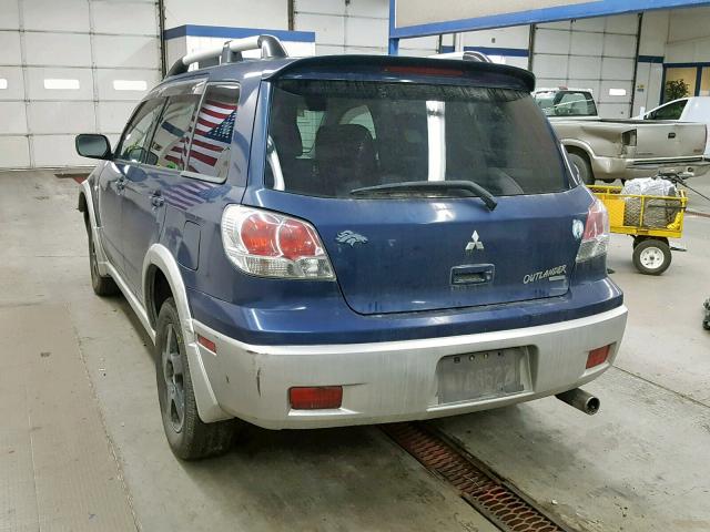 JA4LZ41G83U060105 - 2003 MITSUBISHI OUTLANDER BLUE photo 3