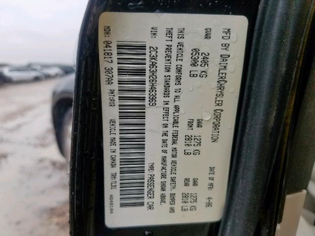 2C3KA63H26H463969 - 2006 CHRYSLER 300C BLACK photo 10