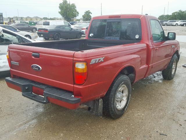 1FTYR10D47PA30914 - 2007 FORD RANGER RED photo 4