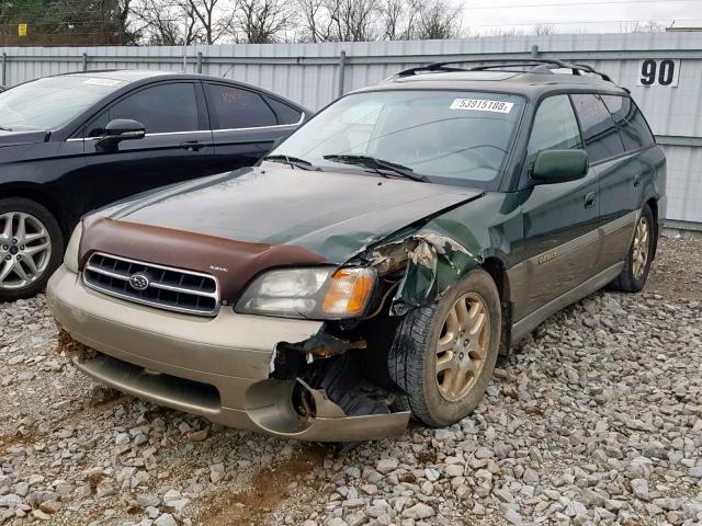 4S3BH6862Y7637391 - 2000 SUBARU LEGACY OUT GREEN photo 2