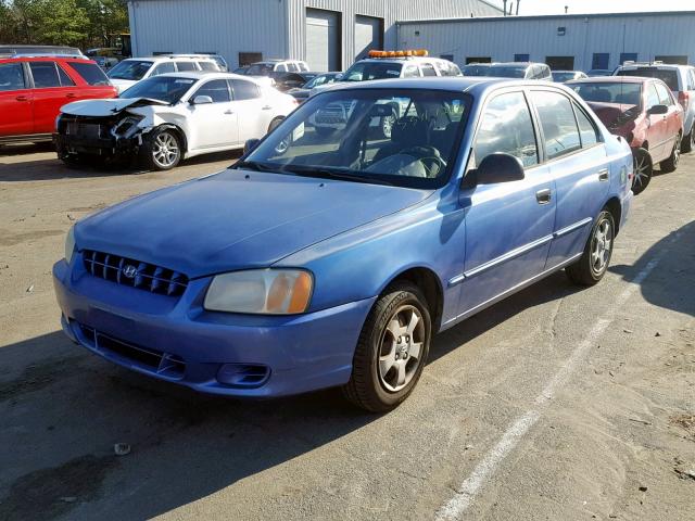 KMHCG45G9YU072739 - 2000 HYUNDAI ACCENT GL BLUE photo 2