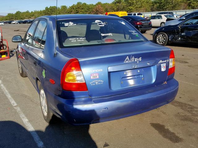 KMHCG45G9YU072739 - 2000 HYUNDAI ACCENT GL BLUE photo 3