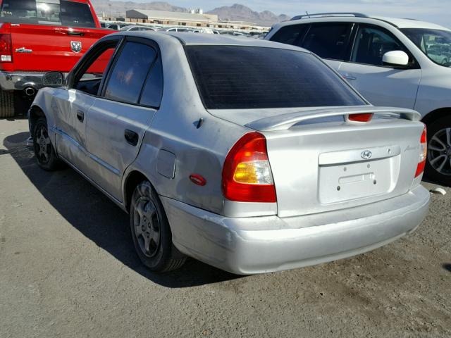 KMHCG45C52U355000 - 2002 HYUNDAI ACCENT GL SILVER photo 3