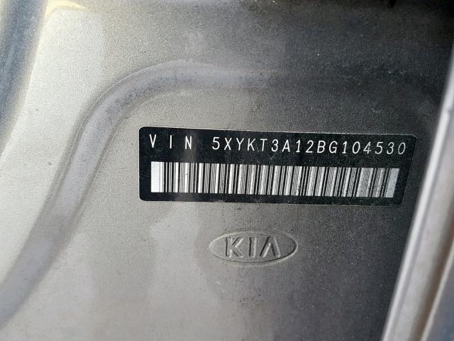 5XYKT3A12BG104530 - 2011 KIA SORENTO BA GRAY photo 10