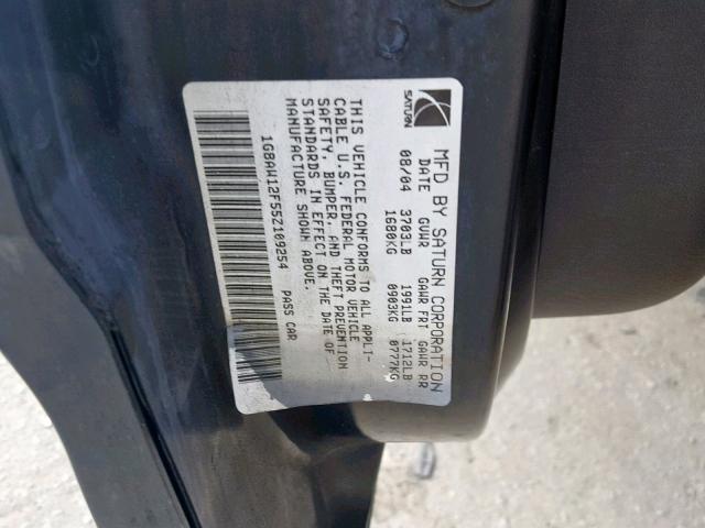 1G8AW12F55Z109254 - 2005 SATURN ION LEVEL BLACK photo 10