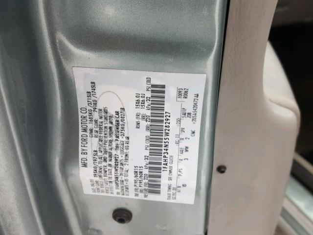 1FAHP34N55W282927 - 2005 FORD FOCUS ZX4 GREEN photo 10