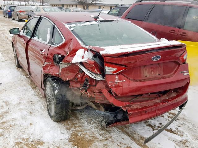 3FA6P0K93ER109535 - 2014 FORD FUSION TIT RED photo 3