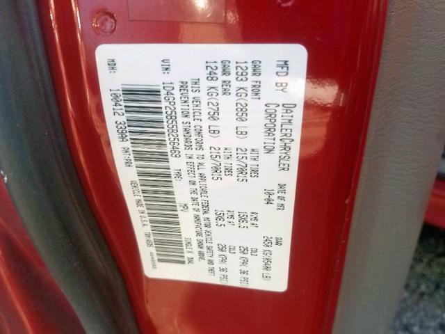 1D4GP25B55B256469 - 2005 DODGE CARAVAN SE RED photo 10