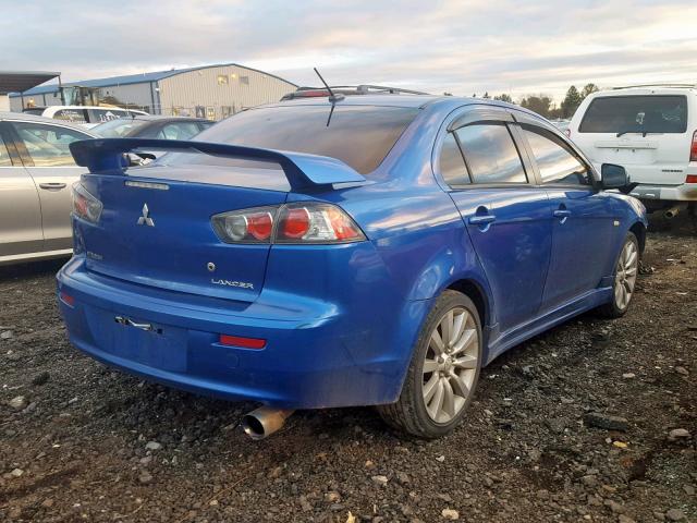 JA32U8FW7AU013439 - 2010 MITSUBISHI LANCER GTS BLUE photo 4