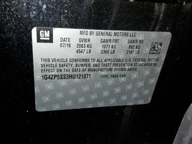 1G4ZP5SS3HU121071 - 2017 BUICK LACROSSE E BLACK photo 10