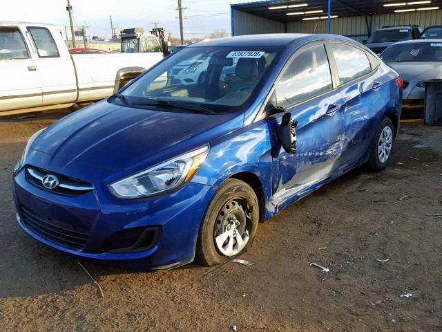 KMHCT4AEXGU021779 - 2016 HYUNDAI ACCENT SE BLUE photo 2