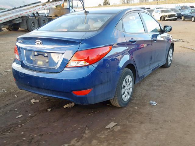 KMHCT4AEXGU021779 - 2016 HYUNDAI ACCENT SE BLUE photo 4