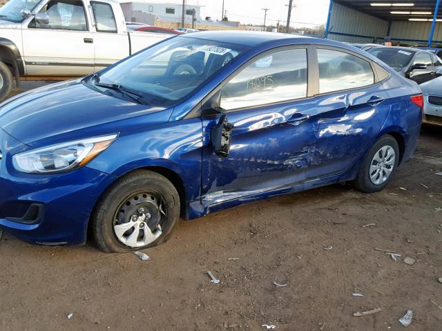 KMHCT4AEXGU021779 - 2016 HYUNDAI ACCENT SE BLUE photo 9