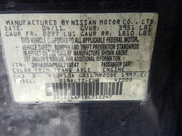 3N1AB6AP5BL715247 - 2011 NISSAN SENTRA 2.0 BLACK photo 10