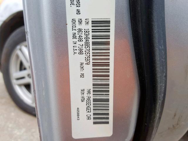 1B3HB48B57D575970 - 2007 DODGE CALIBER SX SILVER photo 10