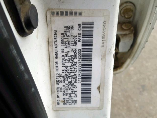 1Y1SK5263VZ425552 - 1997 GEO PRIZM BASE თეთრი ფოტო 10