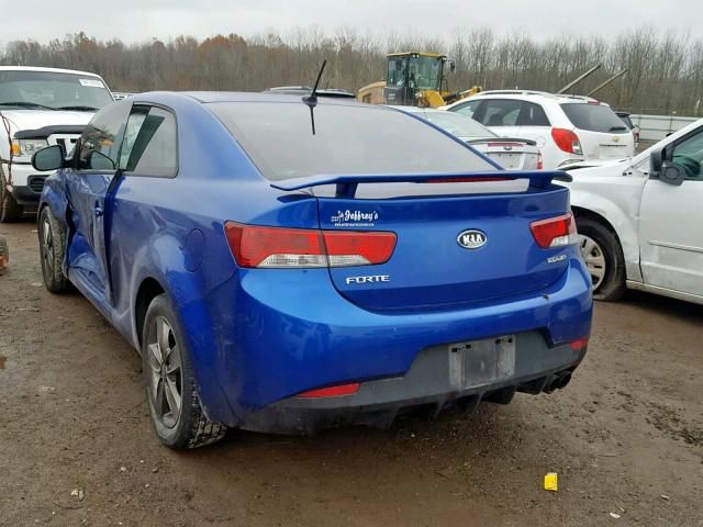 KNAFU6A28C5597839 - 2012 KIA FORTE EX BLUE photo 3