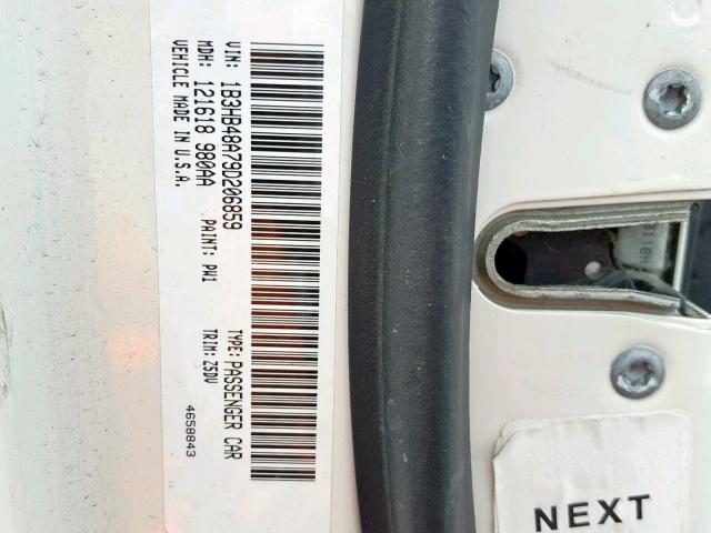 1B3HB48A79D206859 - 2009 DODGE CALIBER SX WHITE photo 10