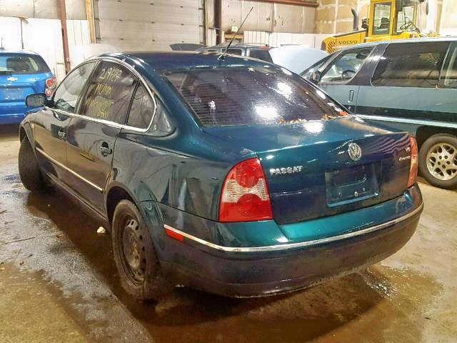 WVWTH63BX1E112993 - 2001 VOLKSWAGEN PASSAT GLX GREEN photo 3