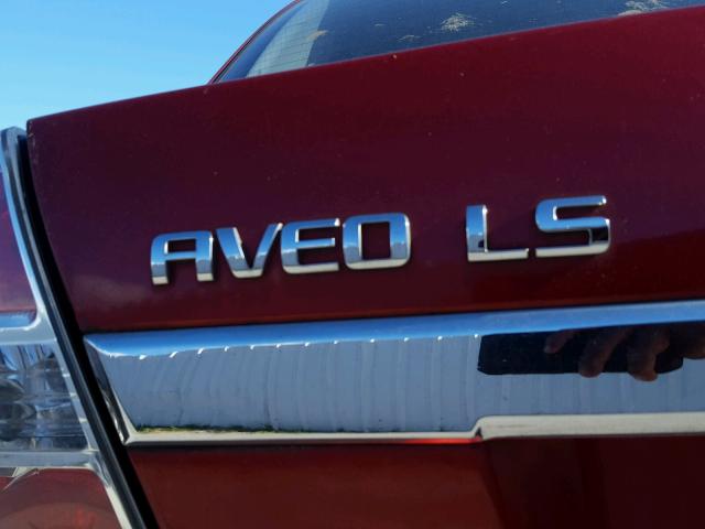 KL1TD56667B158360 - 2007 CHEVROLET AVEO BASE Қызыл фото 9