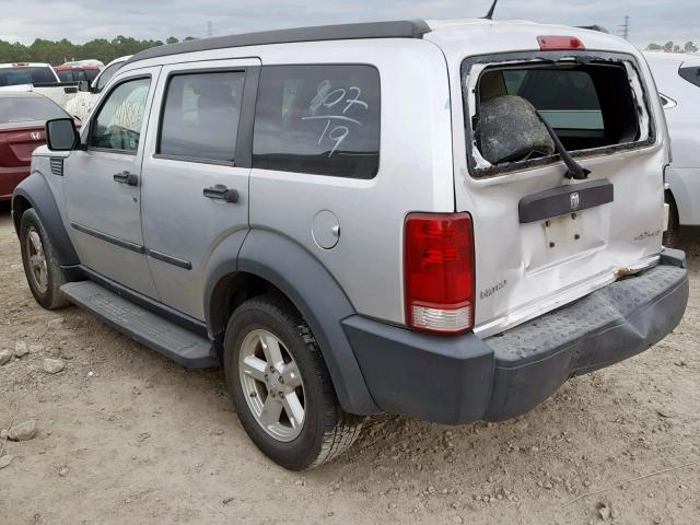 1D8GU28K97W581821 - 2007 DODGE NITRO SXT SILVER photo 3