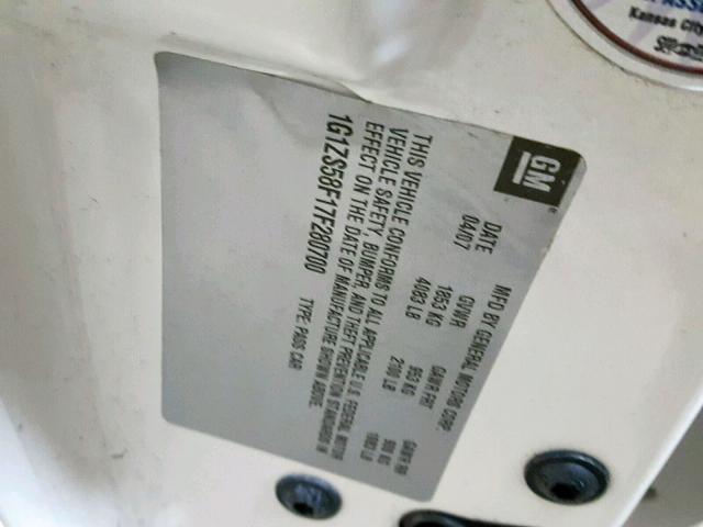 1G1ZS58F17F280700 - 2007 CHEVROLET MALIBU LS 白色 照片 10