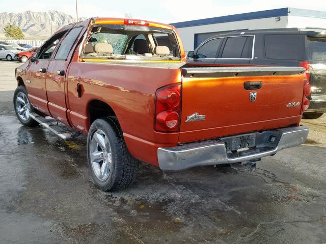 1D7HU18218S622308 - 2008 DODGE RAM 1500 S ORANGE photo 3