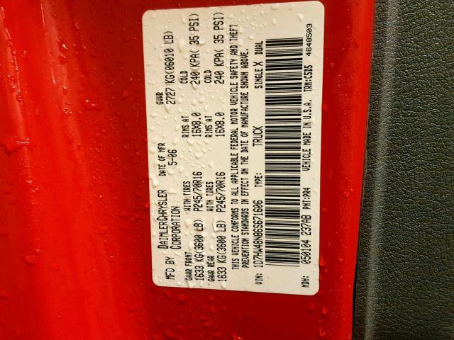 1D7HW48N86S671606 - 2006 DODGE DAKOTA QUA RED photo 10