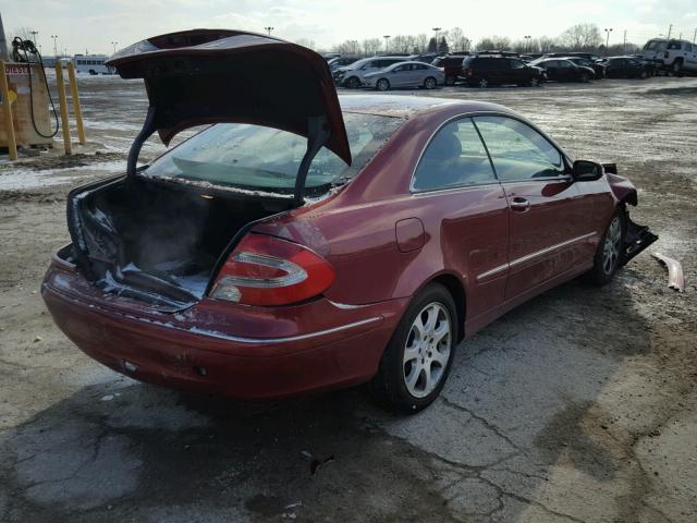 WDBTJ65J44F080869 - 2004 MERCEDES-BENZ CLK 320C RED photo 4