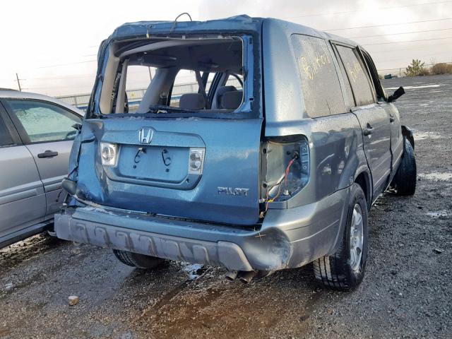 2HKYF18195H565555 - 2005 HONDA PILOT LX BLUE photo 4