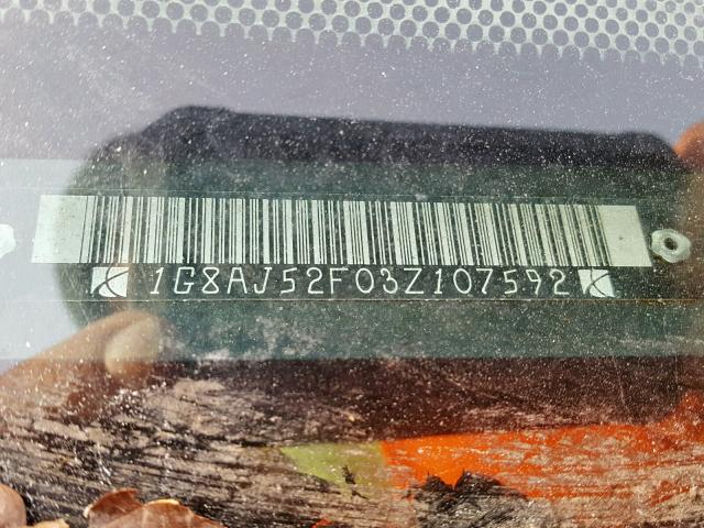 1G8AJ52F03Z107592 - 2003 SATURN ION LEVEL WHITE photo 10