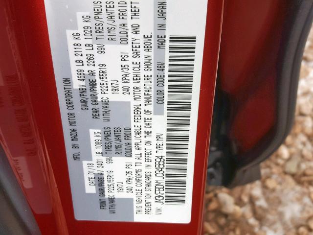 JM3KFBDM1J0345594 - 2018 MAZDA CX-5 GRAND RED photo 10