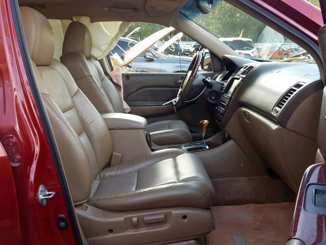 2HNYD18905H516579 - 2005 ACURA MDX TOURIN MAROON photo 5