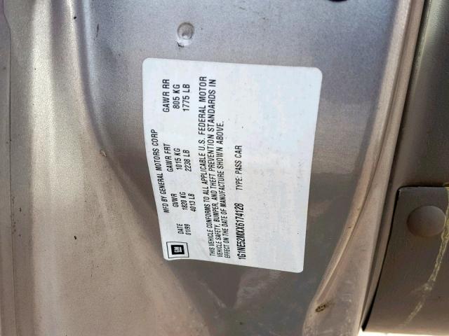 1G1NE52MXX6174128 - 1999 CHEVROLET MALIBU LS GOLD photo 10