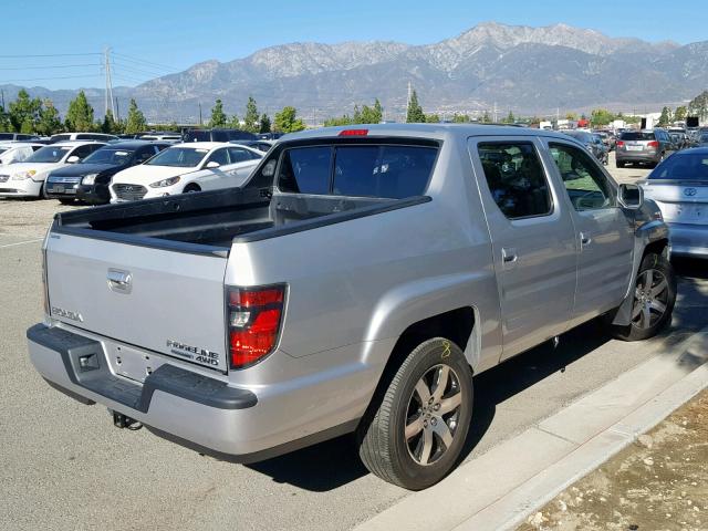 5FPYK1F62EB006574 - 2014 HONDA RIDGELINE SILVER photo 4