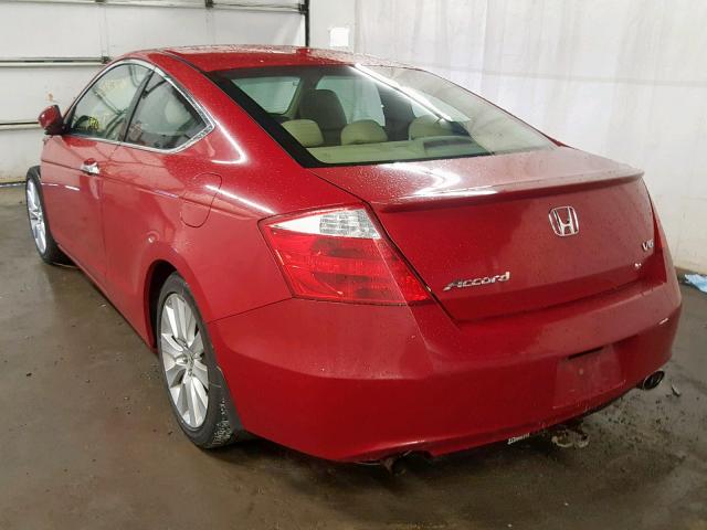 1HGCS22848A017512 - 2008 HONDA ACCORD EXL RED photo 3