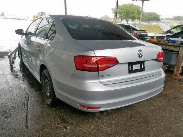 3VW2K7AJ7FM304626 - 2015 VOLKSWAGEN JETTA BASE 银色 照片 3