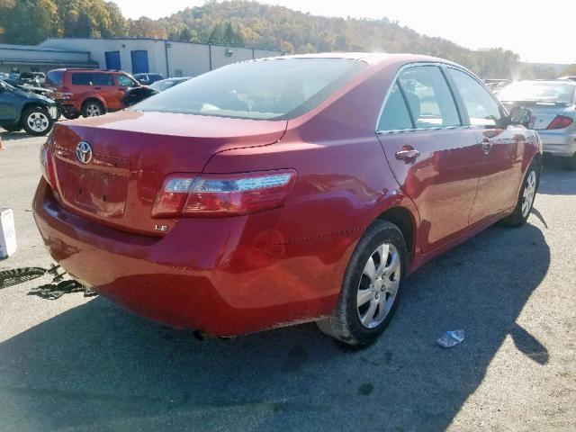 4T1BE46K97U162346 - 2007 TOYOTA CAMRY CE RED photo 4