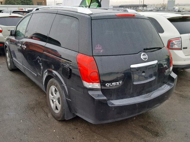 5N1BV28U87N118285 - 2007 NISSAN QUEST S BLACK photo 3