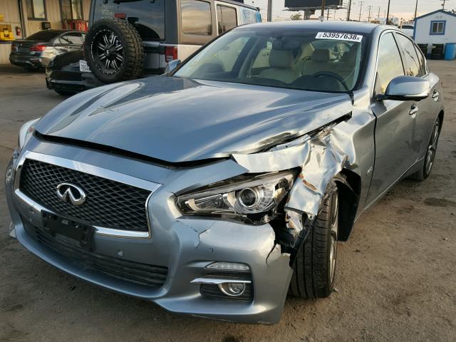 JN1AV7AP2GM490165 - 2016 INFINITI Q50 HYBRID BLUE photo 2